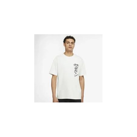 NIKE X STUSSY TEE SHIRT PEACE BLANC