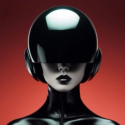 Femme Casque Noir 60X60 CM...
