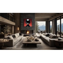 Femme Casque Noir 60X60 CM Dibond sans encadrement