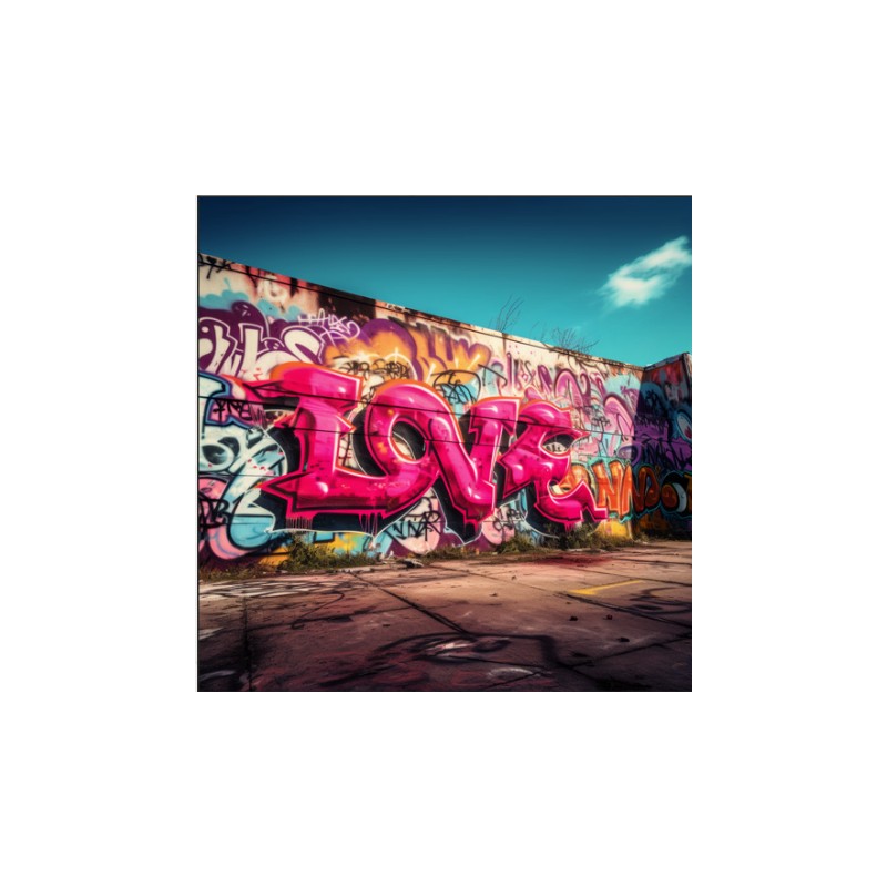 LOVE GRAFF 50X50 CM DIBOND ENCADREMENT PETITE CAISSE AMÉRICAINE