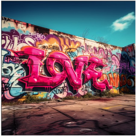 LOVE GRAFF 50X50 CM DIBOND ENCADREMENT PETITE CAISSE AMÉRICAINE