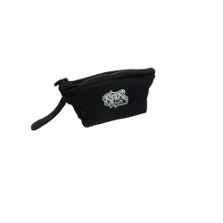 Rider Music Pochette en Velours Côtelé Effet Délavé Noir Logo Brodé Blanc