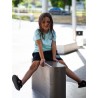 Rider Music Tee Shirt Kids Unisexe Caribean Blue Logo Blanc