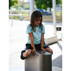 Rider Music Tee Shirt Kids Unisexe Caribean Blue Logo Blanc