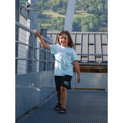 Rider Music Tee Shirt Kids Unisexe Caribean Blue Logo Blanc
