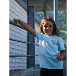 Rider Music Tee Shirt Kids Unisexe Caribean Blue Logo Blanc