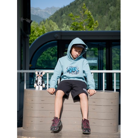 Rider Music Sweat Kids Teal Monstera Logo Vert/Bleu