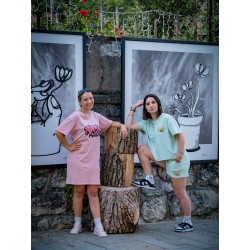 Rider Music Robe Tee-Shirt Washed Pétal Logo Fuchsia