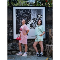 Rider Music Robe Tee-Shirt Washed Pétal Logo Fuchsia