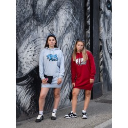 Rider Music Robe Sweat Femme Hibiscus Red Logo Blanc