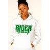 Rider Music Sweat Blanc Unisexe Logo Vert