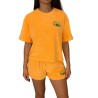 Rider Music Ensemble Oversize Éponge Femme Tee-Shirt & Short Abricot Logo Jaune