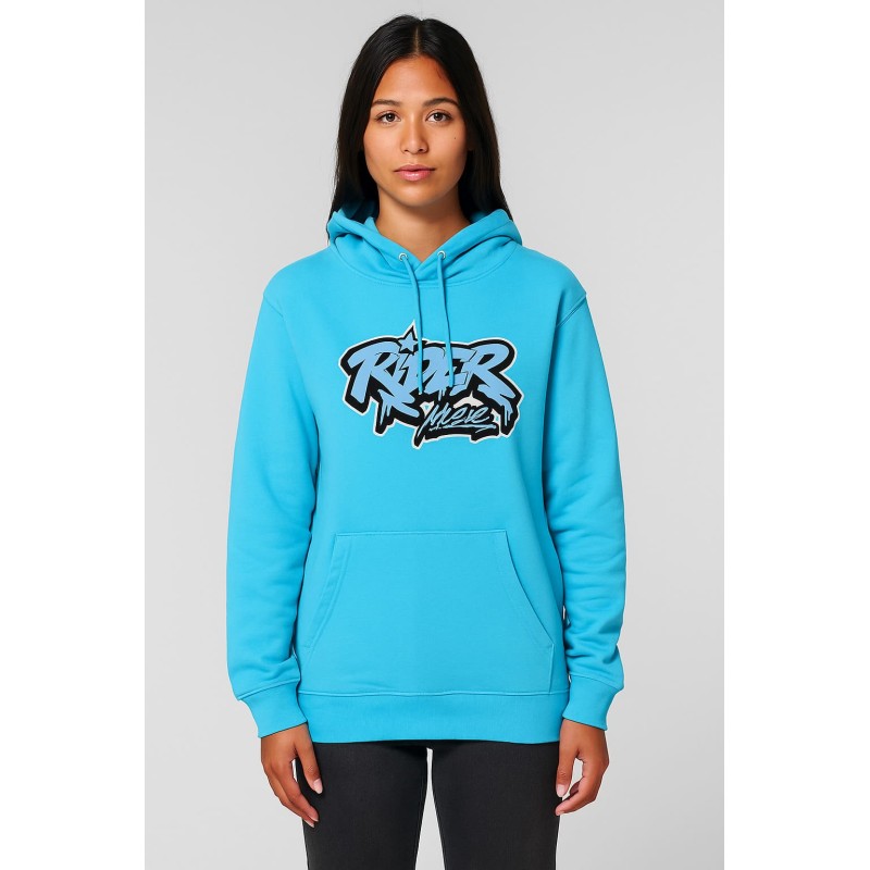 Rider Music Sweat Unisexe Aqua Blue Logo Bleu