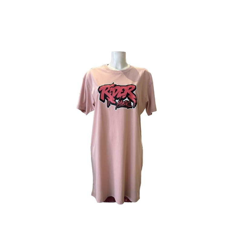 Rider Music Robe Tee-Shirt Washed Pétal Logo Fuchsia