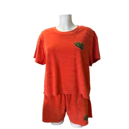 Rider Music Ensemble Oversize Éponge Femme Tee Shirt & Short Paprika Logo Khaki