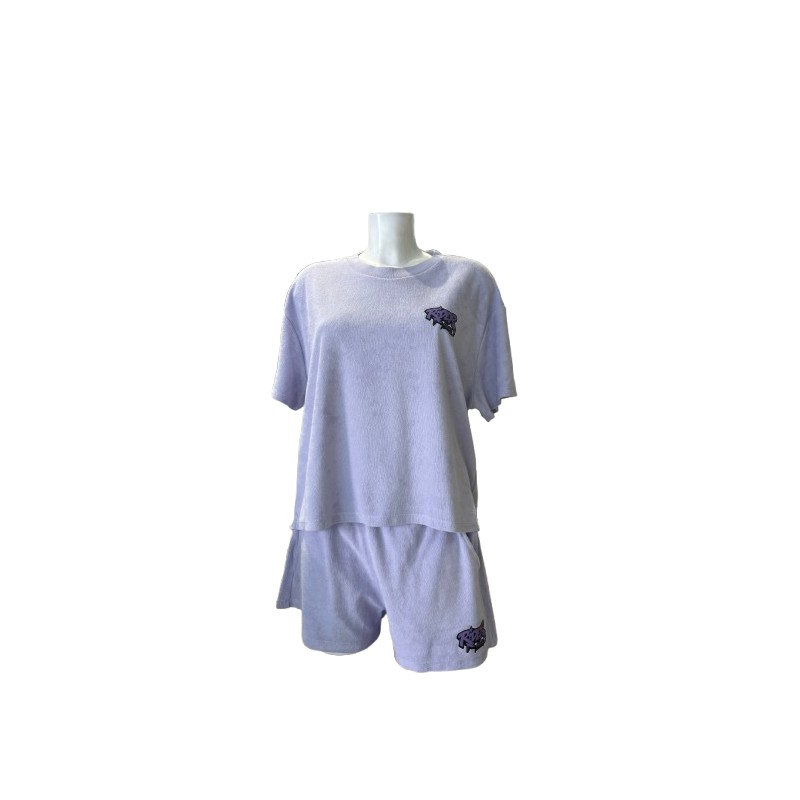 Rider Music Ensemble Oversize Éponge Femme Tee Shirt & Short Parme Logo Violet