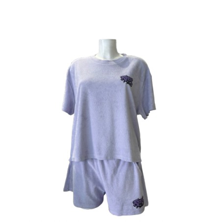 Rider Music Ensemble Oversize Éponge Femme Tee Shirt & Short Parme Logo Violet