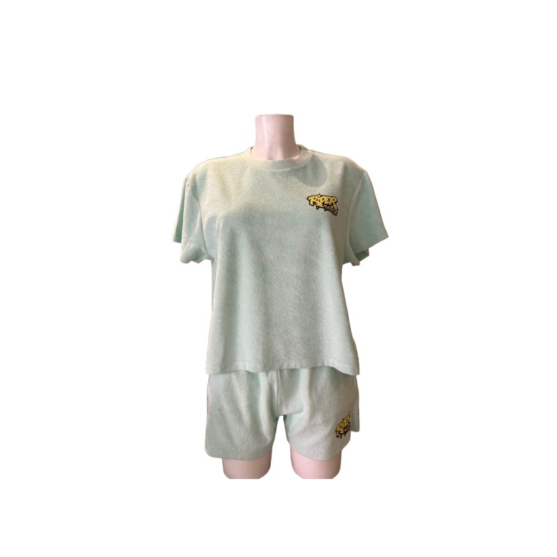 Rider Music Ensemble Éponge Femme Tee Shirt & Short Brook Green Logo Jaune